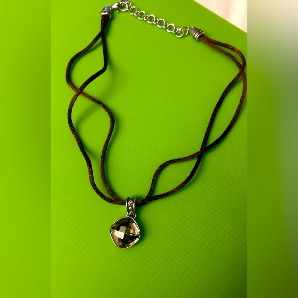 Brighton necklace with Smokey brown quartz-like stone. Beautiful!